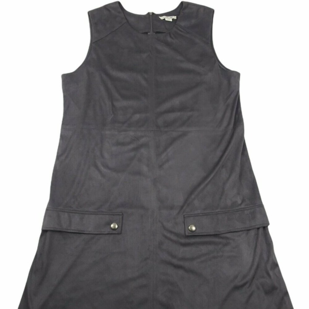 Simply Noelle Women's Trapeze Zip Up 12/14 Gray Sleeveless Dress